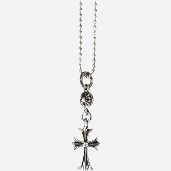 Chrome Hearts Silver Cross Ball Pendant Necklace